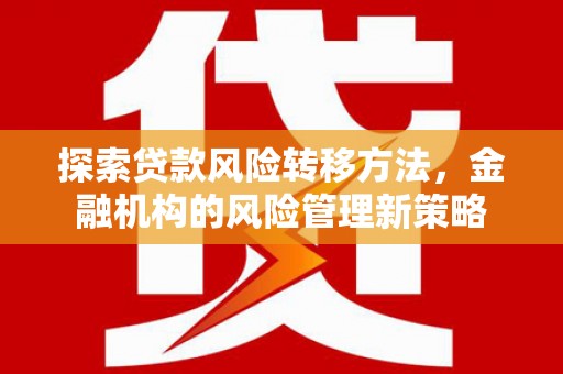 临西探索贷款风险转移方法，金融机构的风险管理新策略