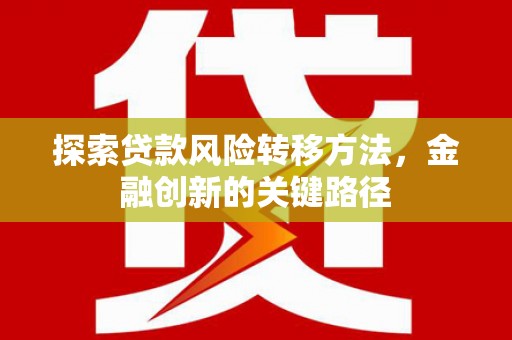 临西探索贷款风险转移方法，金融创新的关键路径