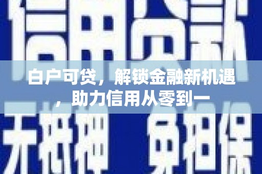 临西白户可贷，解锁金融新机遇，助力信用从零到一