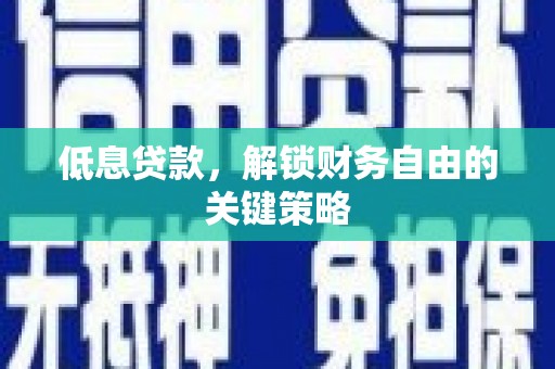临西低息贷款，解锁财务自由的关键策略