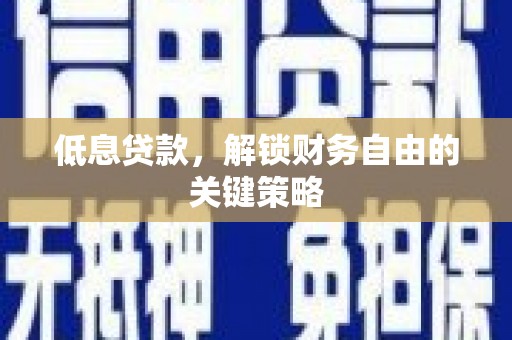 临西低息贷款，解锁财务自由的关键策略