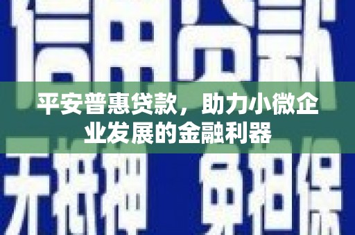 临西平安普惠贷款，助力小微企业发展的金融利器